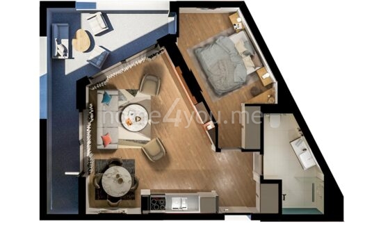 Jednosoban stan sa pogledom na more, kompleks Vuelo Sobre, Bečići, Budva