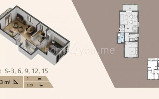 One-bedroom apartments in a new residential complex under construction, Donja Lastva, Tivat