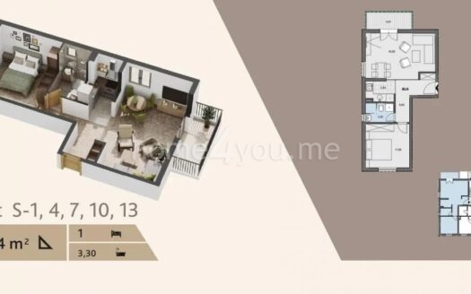 One-bedroom apartments in a new residential complex under construction, Donja Lastva, Tivat