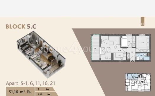 Dvosoban stan u izgradnji u modernom kompleksu u Tivtu, Seljanovo