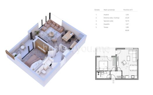 Move-in ready soon – one-bedroom apartment with parking in a new residential complex, Radanovići, Kotor